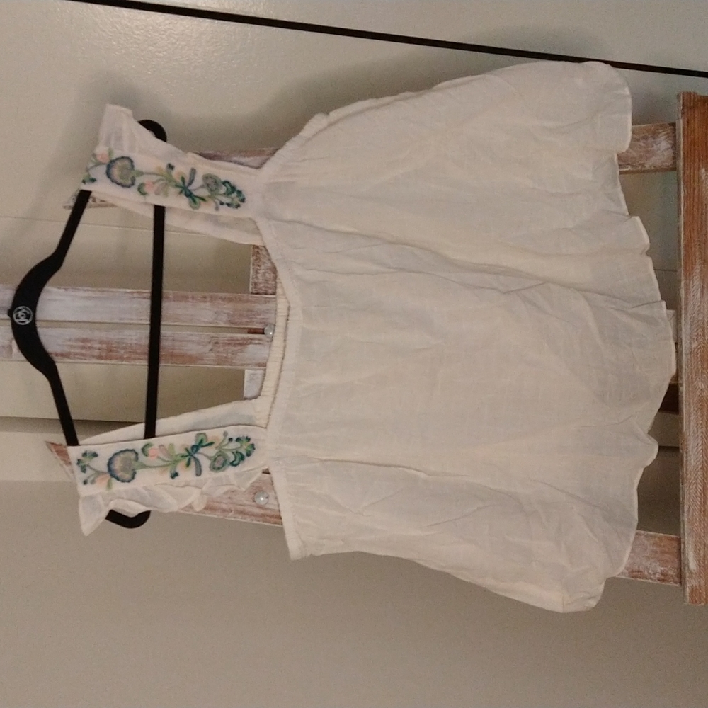 Madewell White Camisole with Floral Embroidery